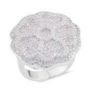 Simulated Diamond Silvertone Flower Ring NWT!